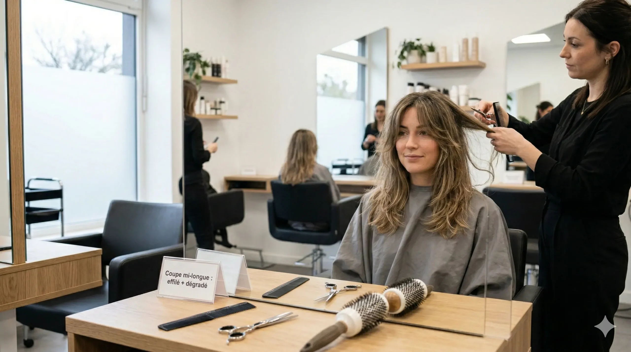 effilé dégradé coupe mi long